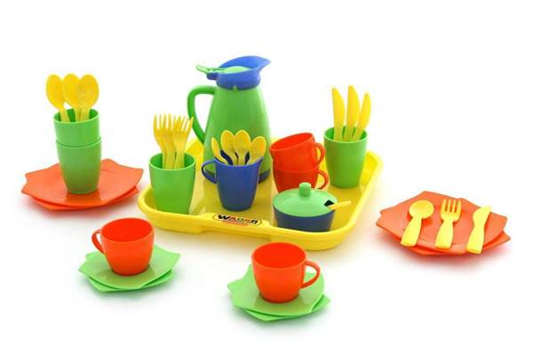 Изображение Набор детской посуды "Алиса" с подносом на 4 персоны Арт. 40640