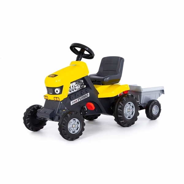 Изображение Каталка-трактор с педалями "Turbo" (жёлтая) с полуприцепом Арт.89328